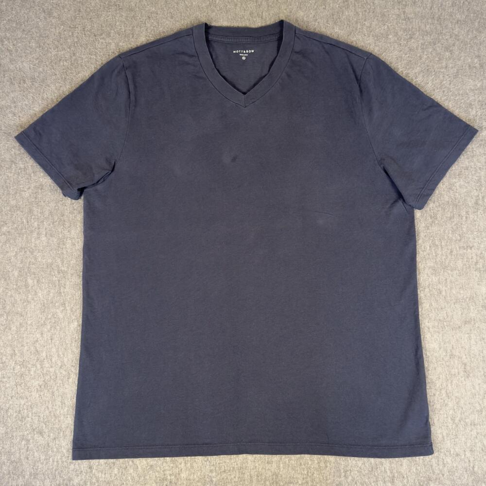 Mott & Bow Shirt Mens XL Blue Cotton V Neck Tee T-Shirt Soft Casual Basic